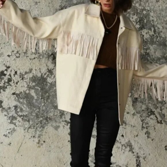 12th Tribe Cream Fringe Jacket (NEW) - Picture 2 of 3